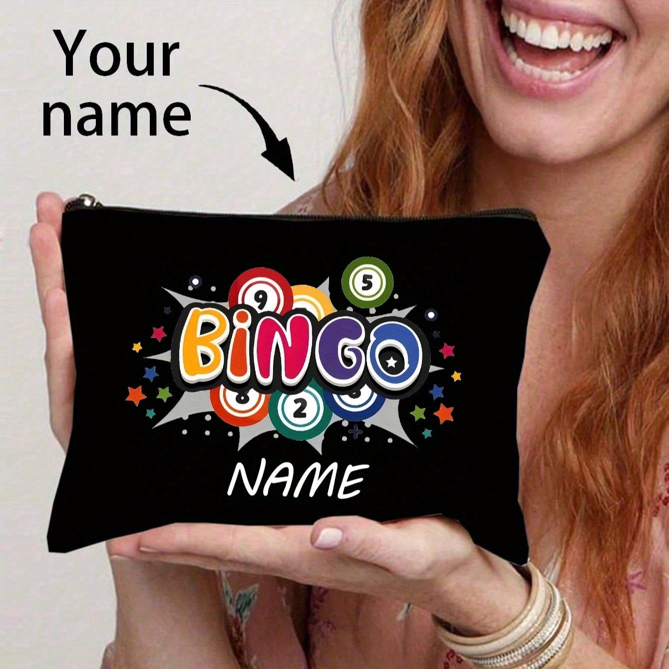 Party Games Name - パーソナライズされたビンゴゲームトートバッグ カスタム名入りビンゴバッグ 軽量ジッパー開閉収納バッグ 女性 男性 誕生日パーティー