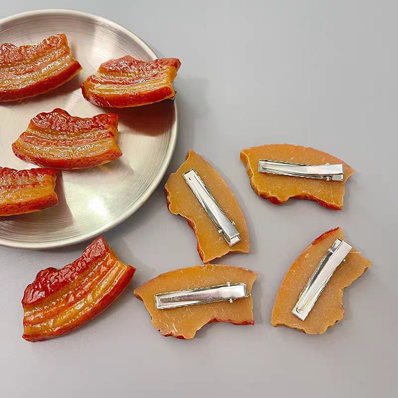 Party Games Adults Funny - かわいいクリエイティブなリアルな食品模倣豚バラ肉フードトイ面白くて遊び心のある煮込み豚ヘアクリップヘアアクセサリークリップ