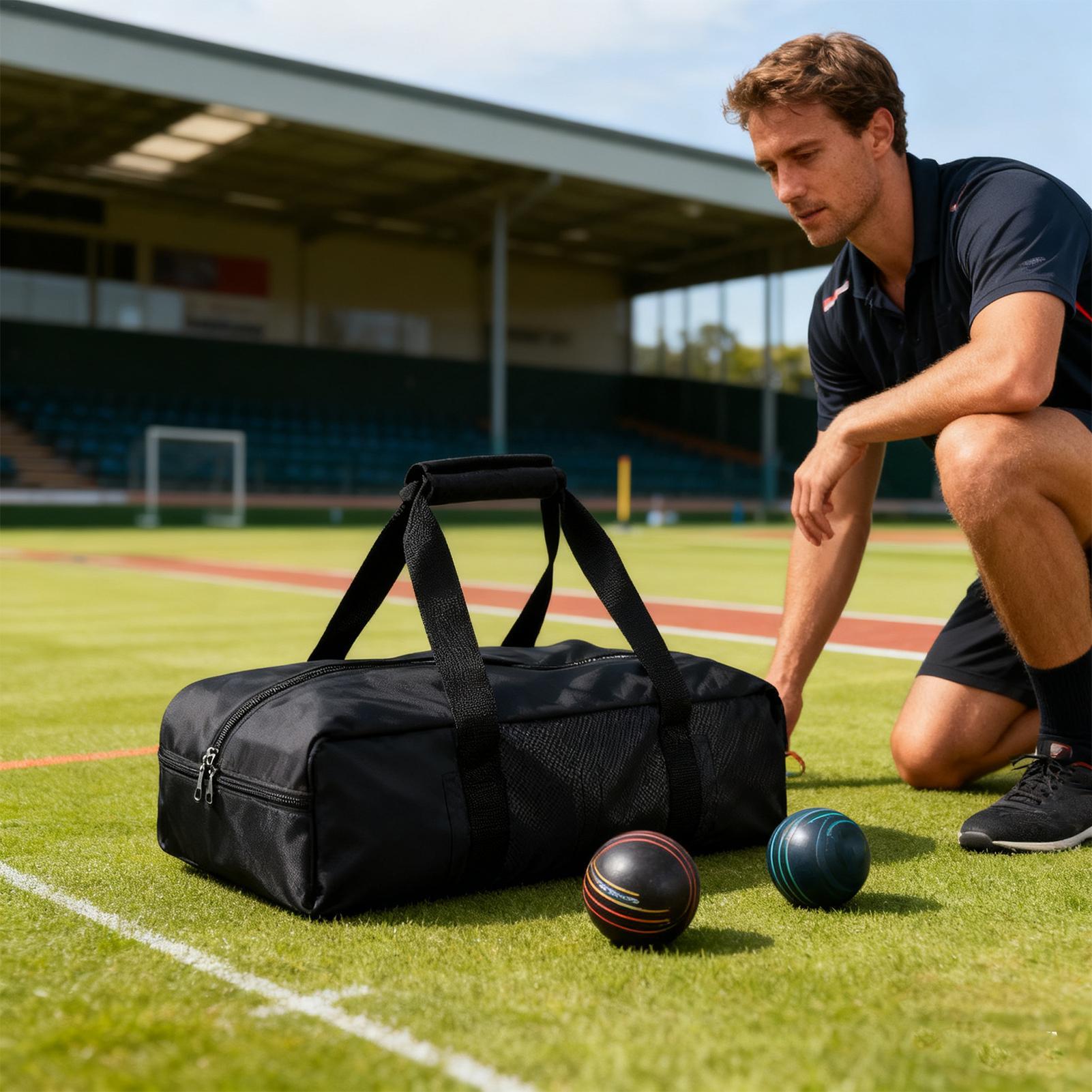 Bocce Ball Lawn - スポーツボールバッグ 防水トート ダブルジッパー 高耐久 ボッチボール収納バッグ 屋内