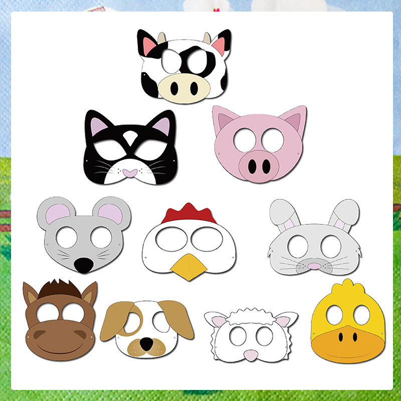 Party Games Gender Reveal - 10 個ファームテーマ漫画動物クリエイティブコスプレ紙マスク誕生日パーティーゲーム装飾用品かわいい誕生日写真マスク