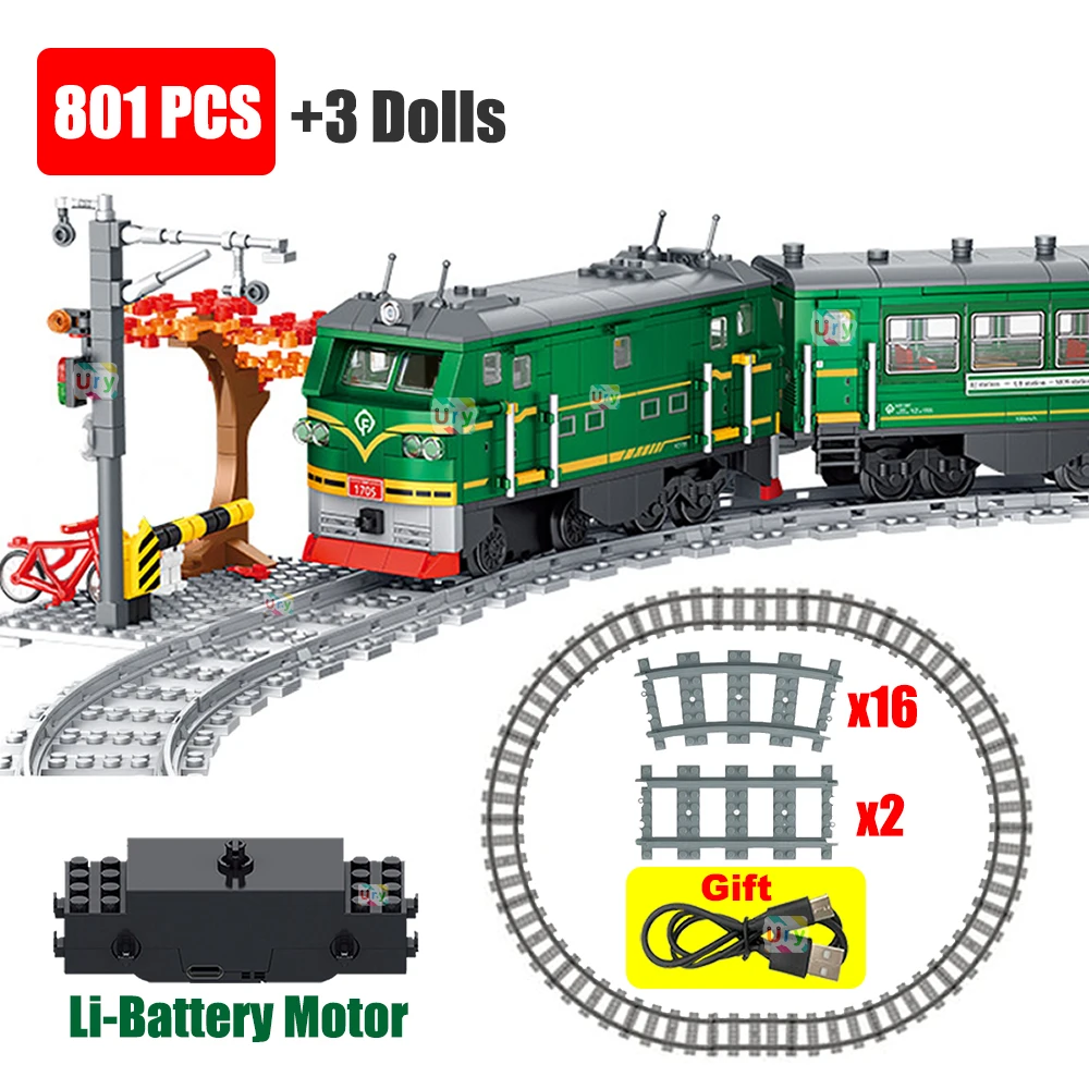 テクニカルレトログリーン蒸気機関車シティカー電動モデル充電式 - Lego Set City のレビューと価格