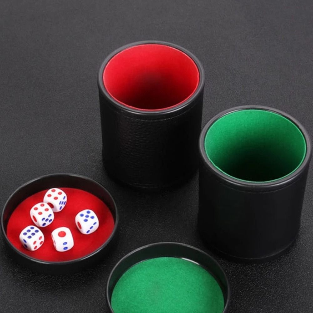 高品質で快適な蓋付きダイスカップ、緑と赤の革張り、便利なボー - Party Games Using Cups のレビューと価格