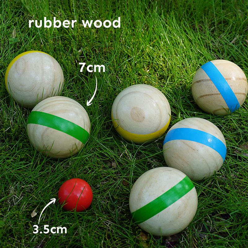 7個入り木製ボッチボール スポーツ遊び場用ボール 芝生屋外用 - Bocce Ball Lawn のレビューと価格