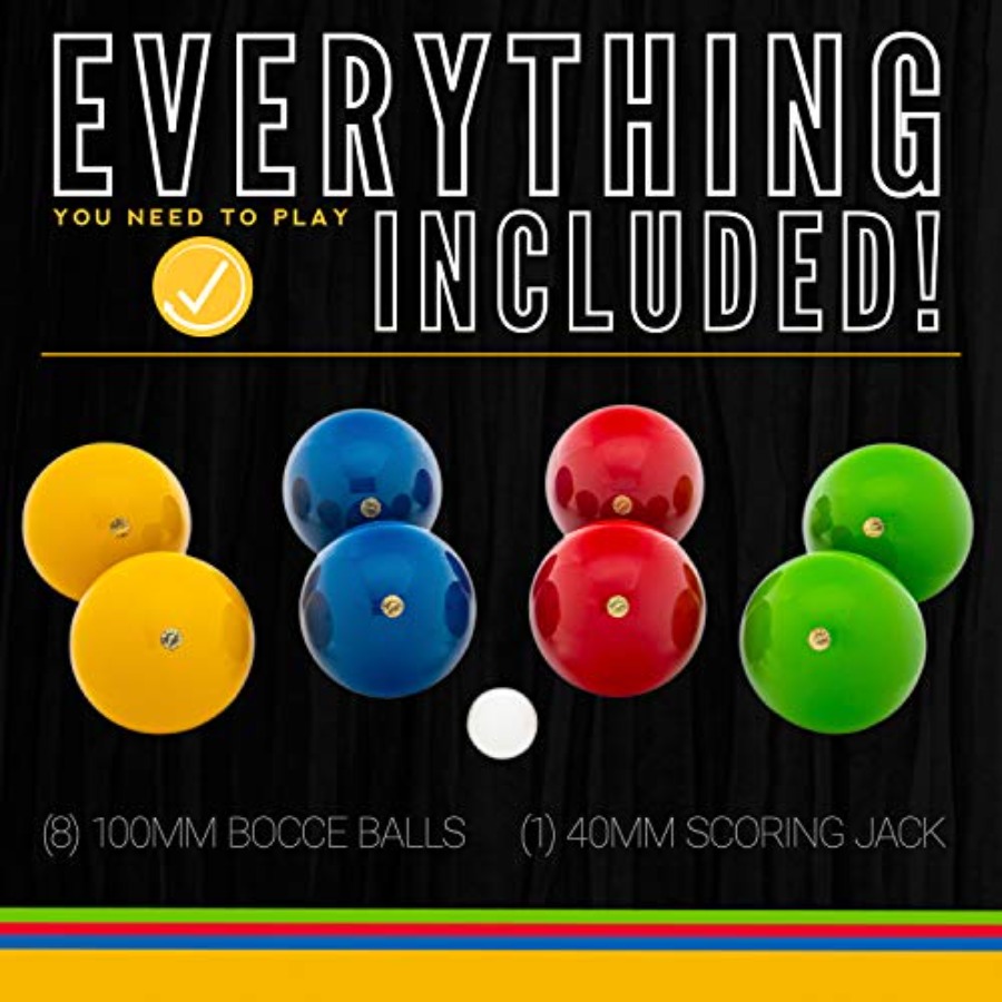 ボッチェボールセット 木製ボール8個とパリーノ1個 ビーチ、 - Bocce Ball Lawn のレビューと価格